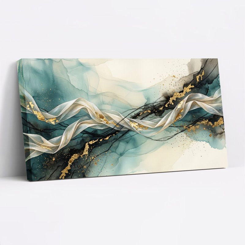 Ensemble de 1 tableau abstrait sur toile « Vagues », 58“W x 28”H, Wrapped Canvas