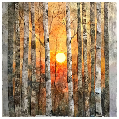 Birch Trees Sunset Canvas Gallery Wrap in Many Sizes