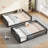Floor Bunk Bed, Metal Frame with Ladder, Guardrails, No Box Spring Needed-2122555222-2122555216