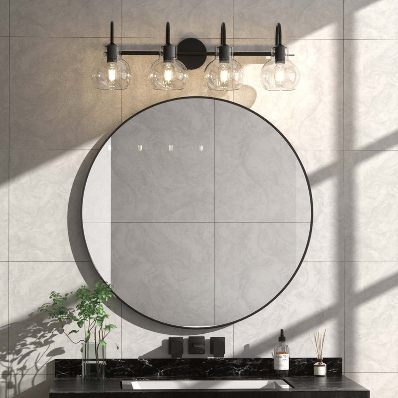 Luminaire de salle de bain à intensité variable avec abat-jour transparent Zeline Light, Noir, 4