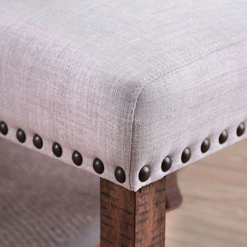Chaises de style transitionnel pour 2 personnes, tissu et structure, dossier à dos de chameau, pieds cannelés, chaises de salle à manger pour siège 2, style, revêtement, dossier, fabrication en bois massif