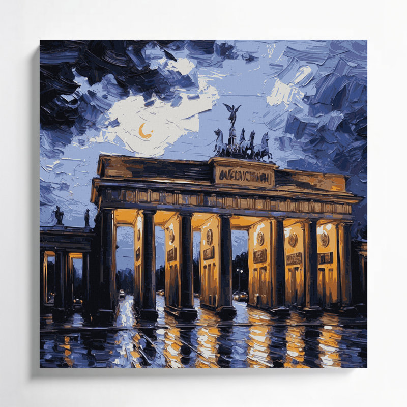 Cities Berlin Germany Gray Canvas Wall Art, 12" H x 12" W