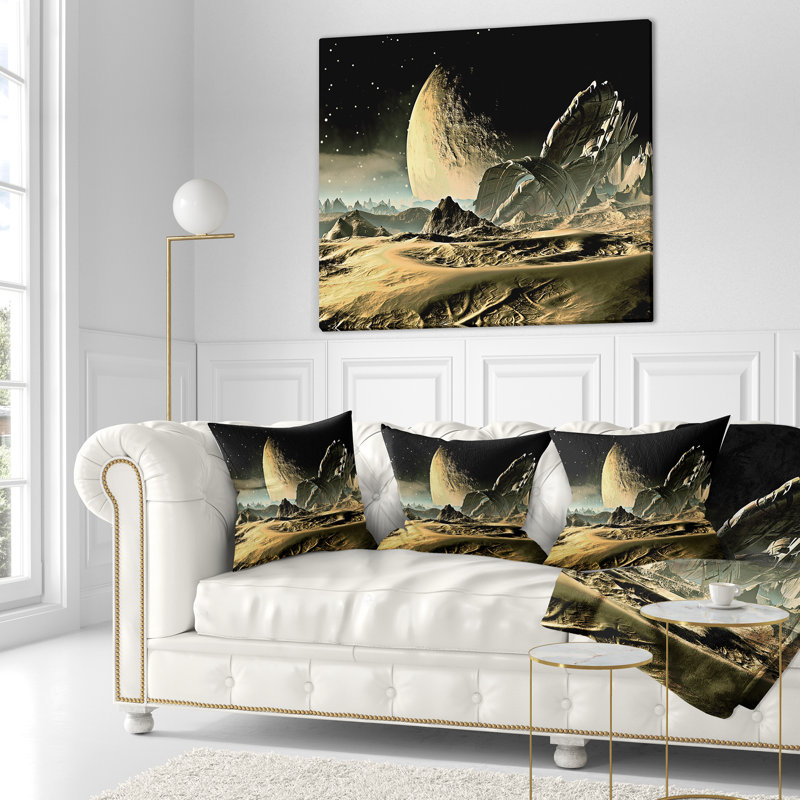 Crashed Spaceship - Landscape Printed Throw Pillow, Rectangular, 12" x 20"