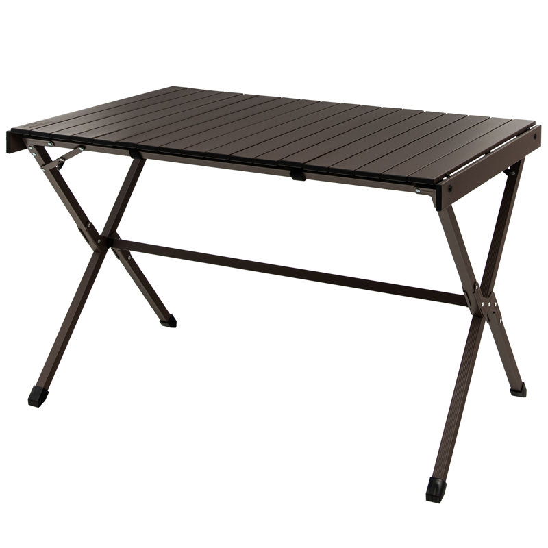 Rectangular Metal Outdoor Folding Picnic Table, Brown