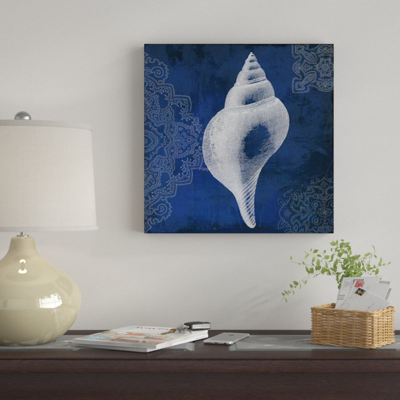 «Navy Shell I», impression sur toile, H 18 po x l 18 po x P 1,5 po, Toile tendue, Pas de tapis