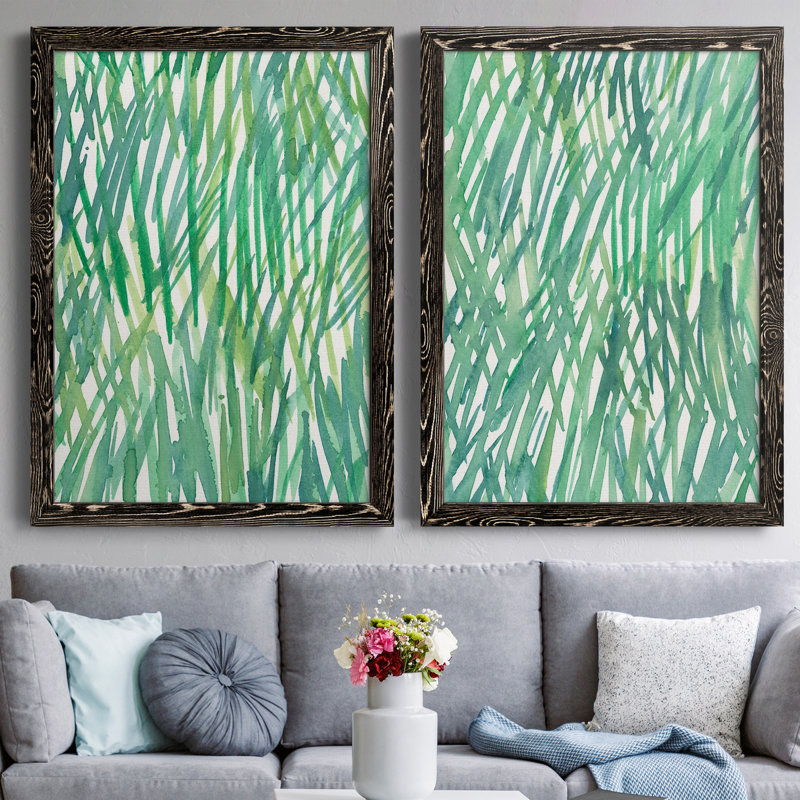 Just Grass I - Ensemble de 2 peintures sur toiles encadrées, H 43,5 po x l 31,5 po x P 1 po, Toile avec cadre noir
