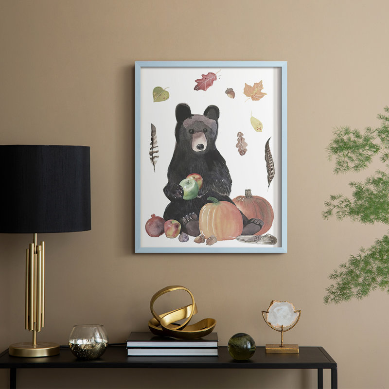 «CuteAutumnForestI», reproduction encadrée - bois massif, H 30 po x l 24 po, Bleu