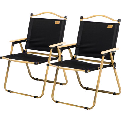 Ensemble de 2 chaises de camping pliantes, légères et portables pour la plage et la pêche. Noir Se replie et se porte avec des poignées. Structure en acier, tissu robuste. , Antidérapant. L 21,25 po x l 23,25 po x H 30,75 po x L 5,6 lb