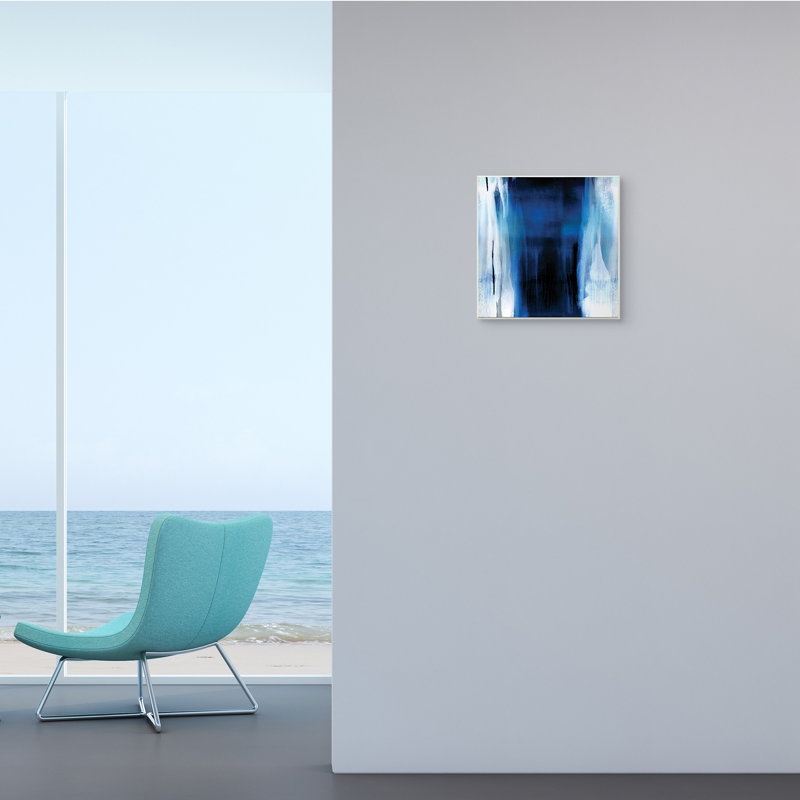 «Abstract Expressive Paint Deep Blue White» par Christine Wright - impression, Plaque murale, H 12 po x l 12 po