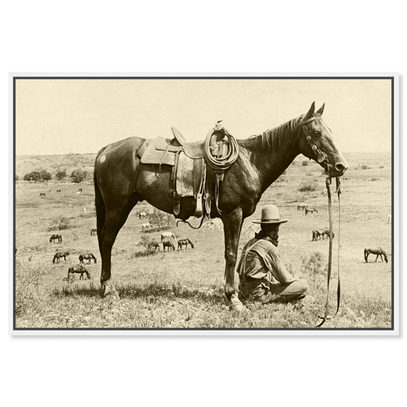 «Cowboy IV», photographie sur toile, Cadre blanc, H 30 po x l 20 po x P 1,5 po