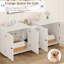 Double bac à litière, bac à litière en bois pour 2 chats avec litière 55,1 po, armoire à chat cachée à double cage avec 4 portes, table de bout, blanc
