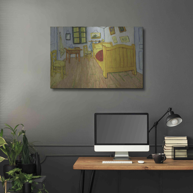 «De Slaapkamer» par Vincent Van Gogh, art mural en métal, H 24 po x l 36 po