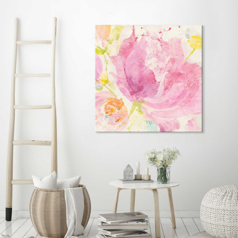 «Spring Abstracts Florals II Crop», reproduction sur toile tendue, H 28 po x l 28 po x P 1,5 po, Toile tendue