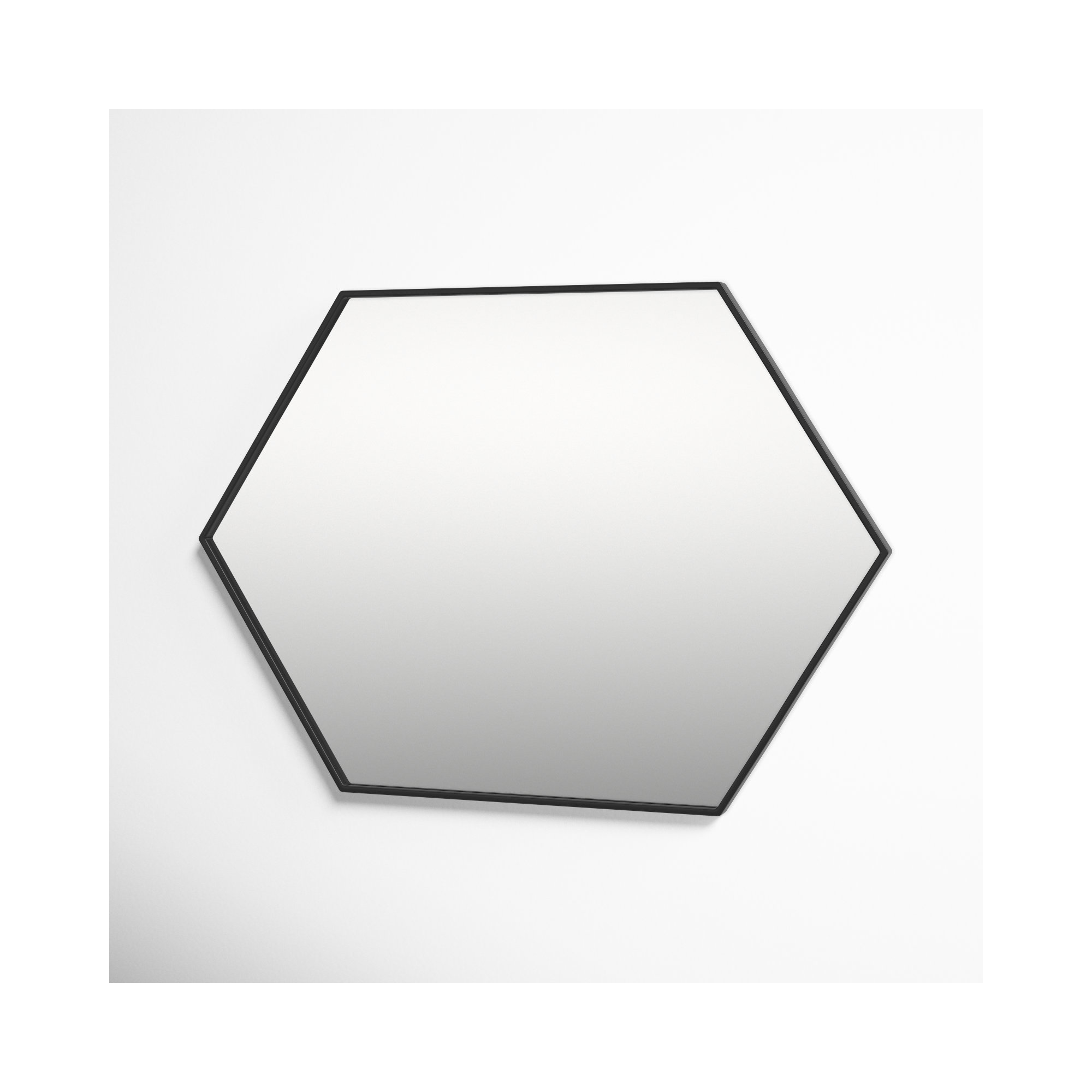 Sabine Metal Hexagon Wall Mirror, 34" H x 24" W, Black
