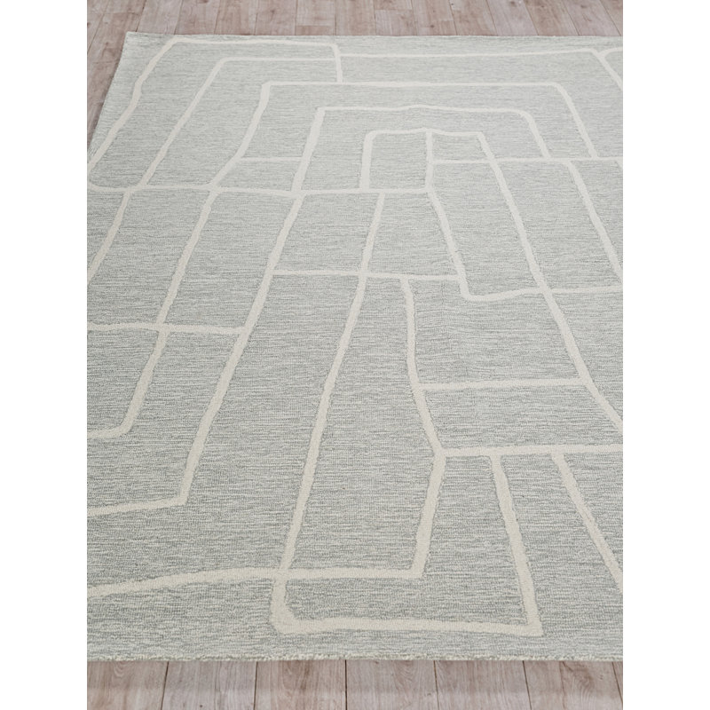 Tangiers Hand Tufted Abstract Area Rug in Blue/Ivory, Rectangle 6' x 9'