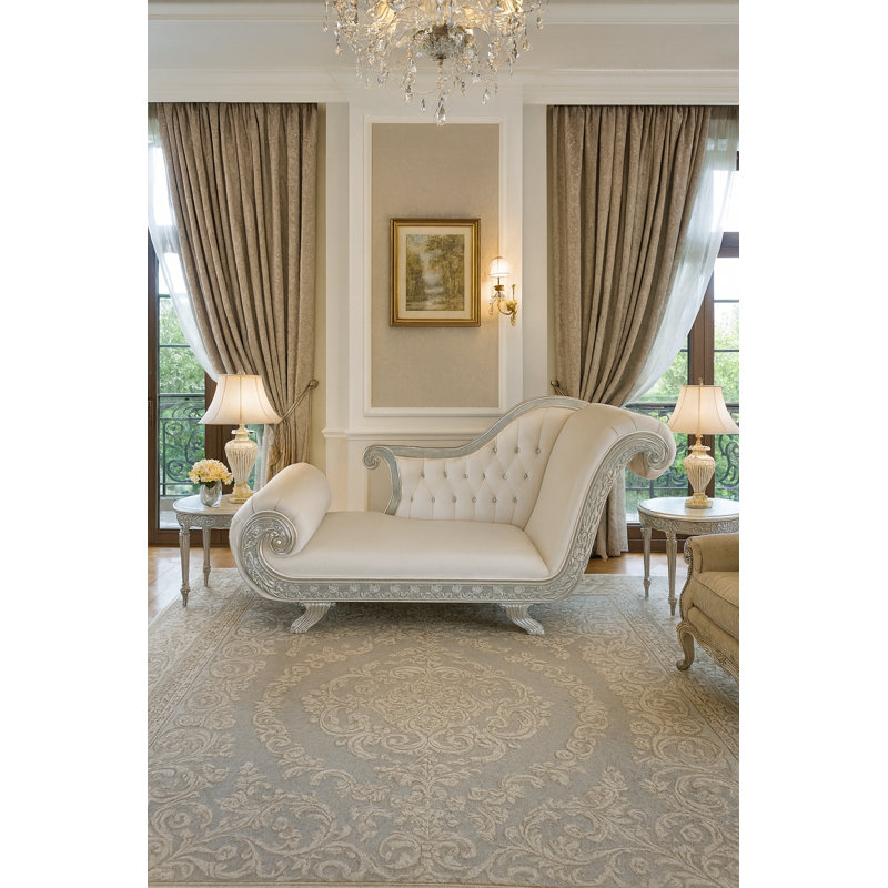 Chaise longue à accoudoirs roulés Bardisa, Argent
