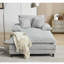 Méridienne surdimensionnée en velours côtelé gris de FlowLuxe, canapé-lit réglable à assise profonde pour les espaces de vie modernes-746582466