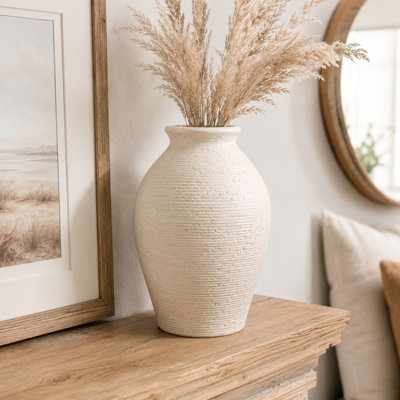 9" Rustic Ceramic Vase with Textured Finish