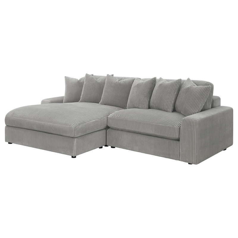 Qualité exceptionnelle - Canapé modulaire rembourré Holthaus, Velours côtelé gris