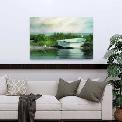 «The Rising Tide Tranquil Abstract Seagull Bird Coastal», art mural