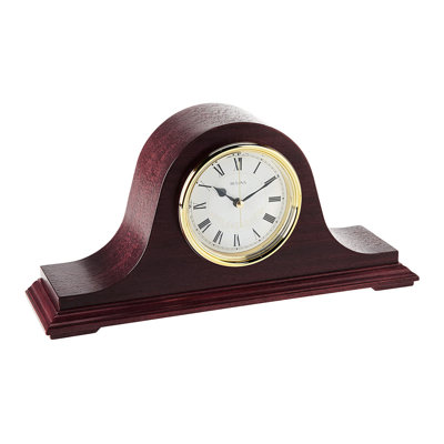 Roman Numeral Walnut Solid Wood Quartz Movement / Crystal Tabletop Clock in Brown