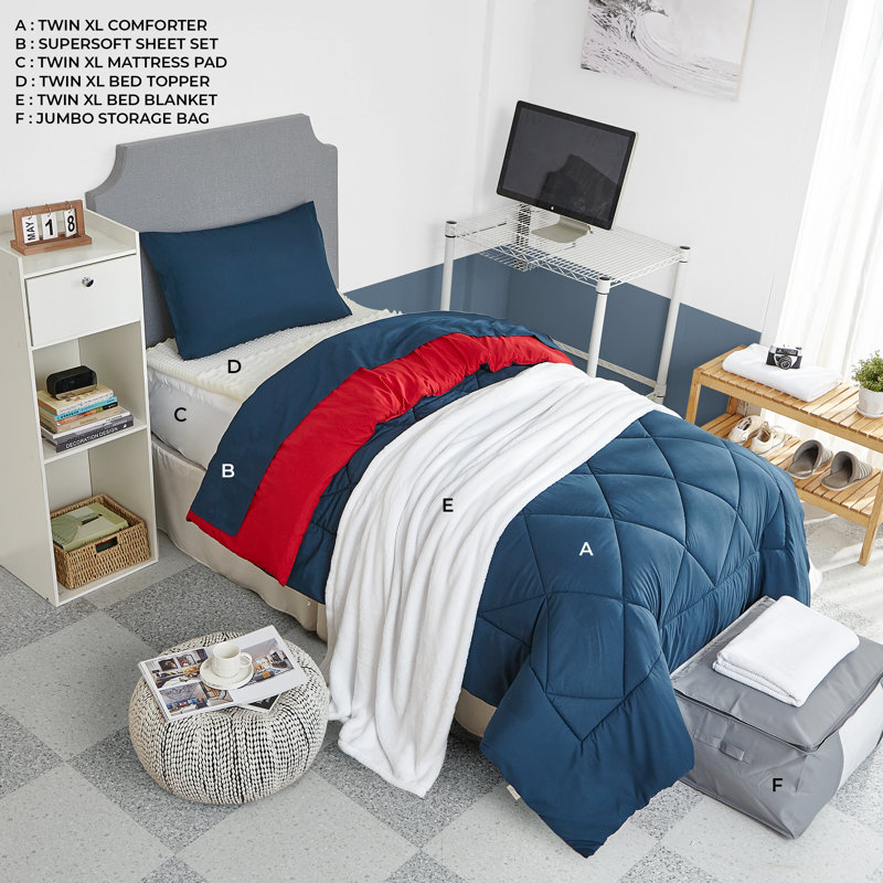 Ensemble de dortoir simple TG, Rouge / bleu marine