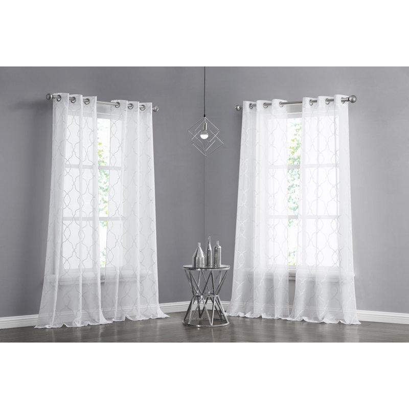 Panneaux de rideaux géométriques semi-transparents, Argent