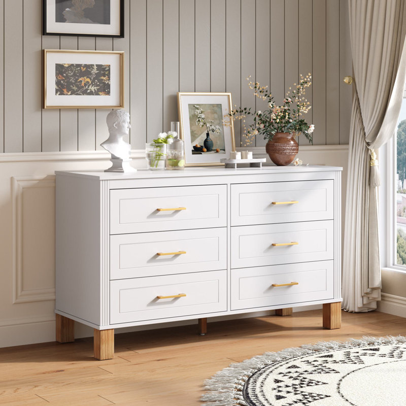 Armoire de rangement moderne à 6 tiroirs Corbey, Blanc
