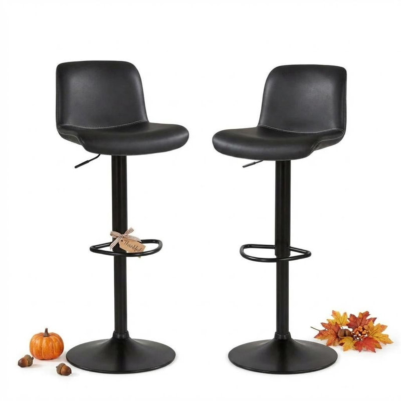 Swivel Adjustable Height Bar Stool, Black, 2