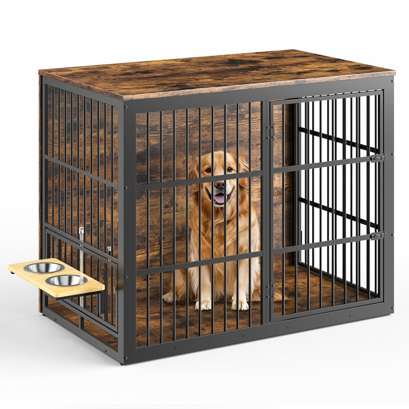 Meuble de 48 po avec cage rotative pour chien, Gris