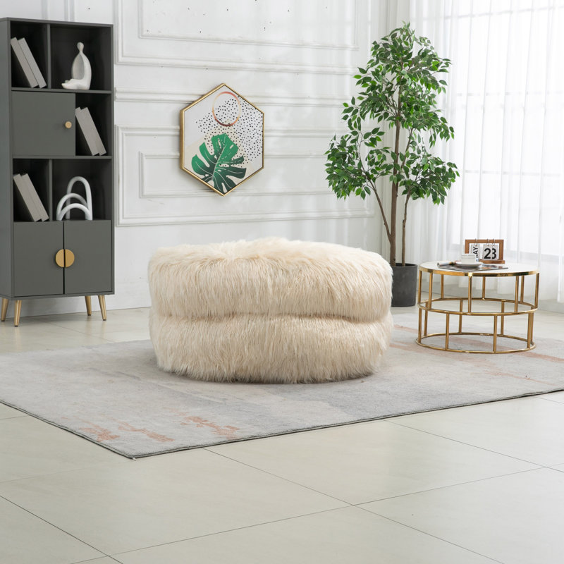 Fauteuil à billes, canapé de plancher avec poignée, fauteuil d'appoint avec repose-pieds pour jouer à la lecture (beige)