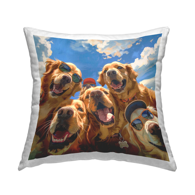 Coussin décoratif Stupell Industries Golden Retriever Group par Jim Baldwin