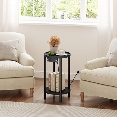 Petite table d'appoint ronde avec station de charge