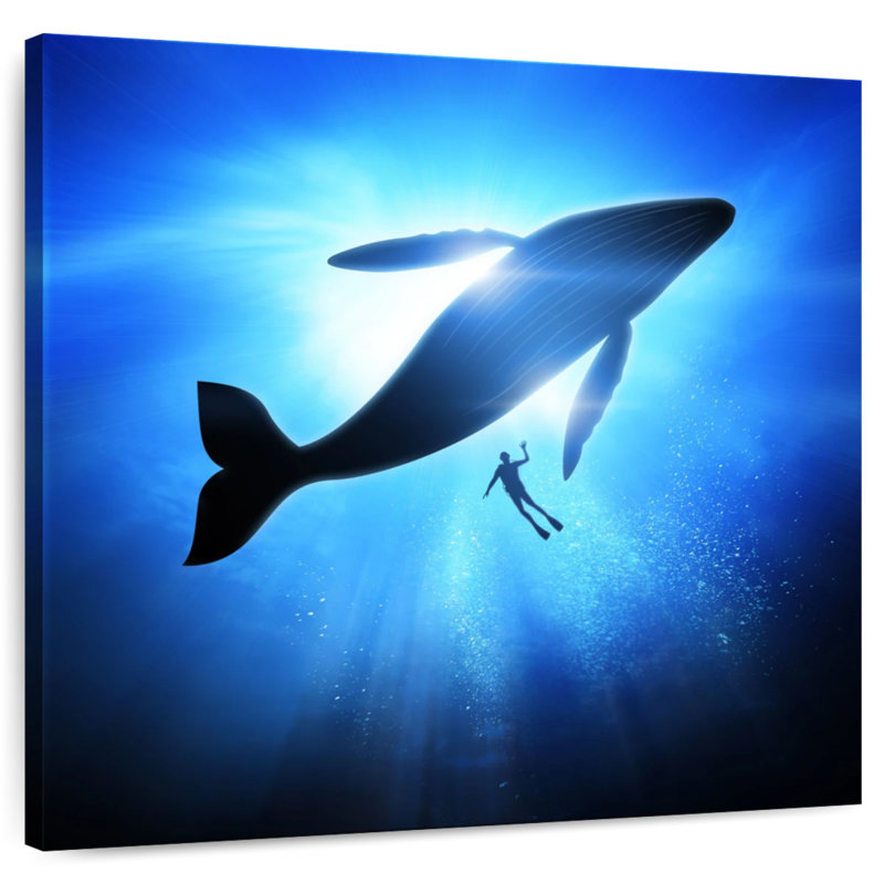 Diver And Humpback Whale, 10" H x 10" W