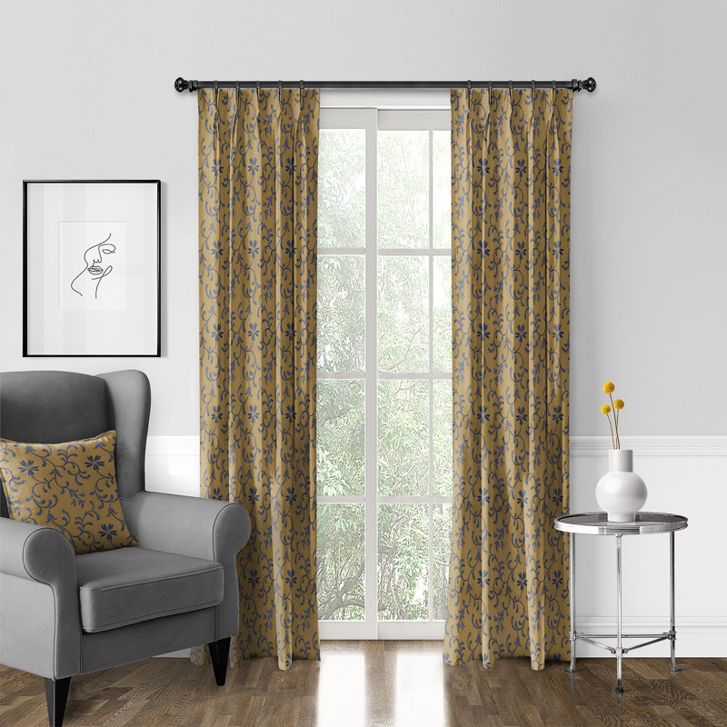Kelda Cotton Blend Pinch Pleat Curtain, 40" W x 144" L