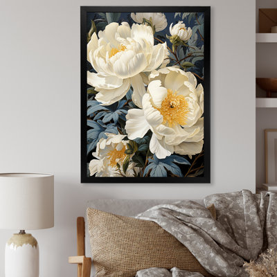 Pivoines botaniques rétro dévoilées sur toile