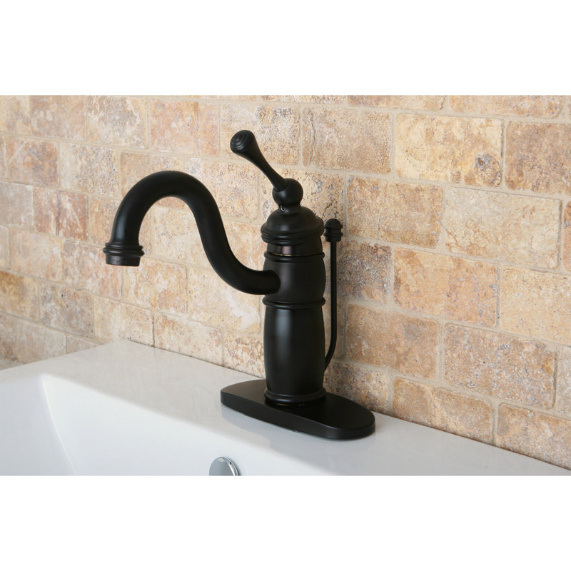 Kingston Brass Victorian Single-Handle 1-Hole Deck Mount Bathroom Faucet with Plastic Pop-Up, Oil Rubbed Bronze