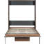 Lit double avec bureau pliable, style noyer et gris, parfait pour les chambres d'amis et les petits appartements, panneaux faciles à entretenir, espace de travail intégré, finition idéale-786544610