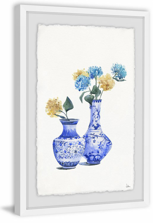«Two Vases with Flowers», reproduction de peinture à l'aquarelle encadrée, H 45 po x l 30 po x P 1,5 po