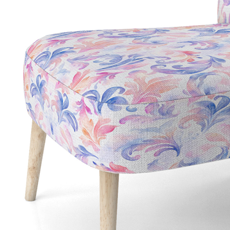 Chaise d'appoint French Country - Chaise d'appoint mauve à motif cachemire Petal Curl, Chaise d'appoint sans accoudoirs