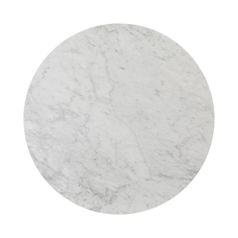 toli End Table - Italian White Marble, White Marble/Smoked Black