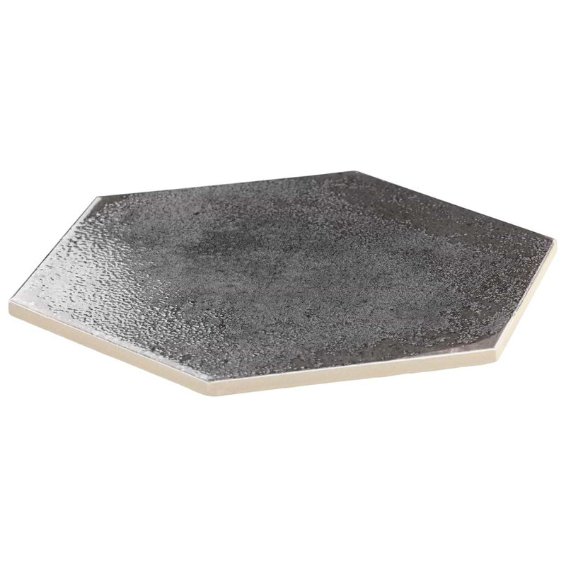 Kalay 9" Hexagon Polished Porcelain Tile, Antracite