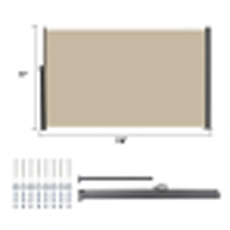 Retractable Side Screen Awning, 71" H x 118" W x 1.58" D