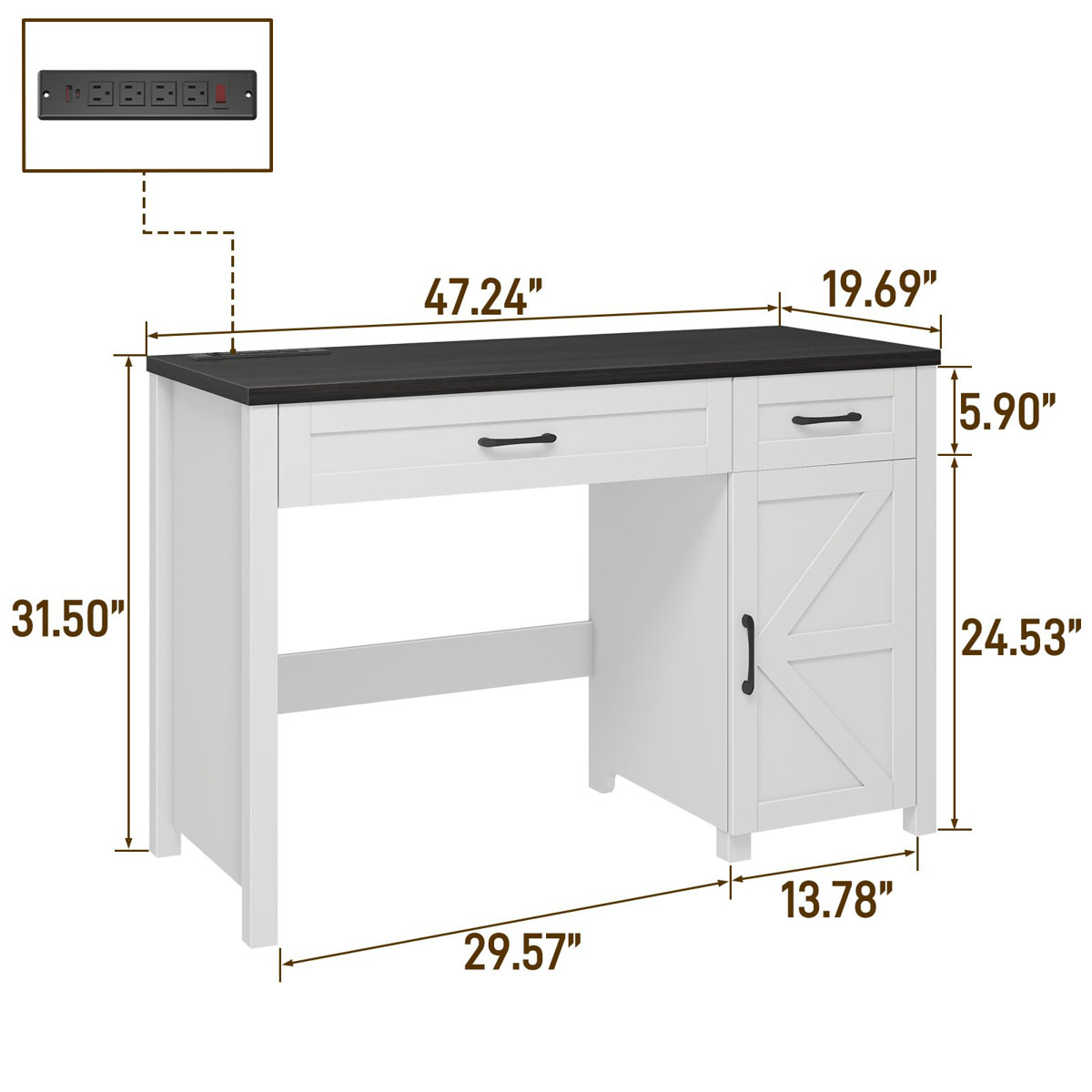 Condition photo showing New/Like New for Farmhouse 47" Executive Desk Gracie Oaks