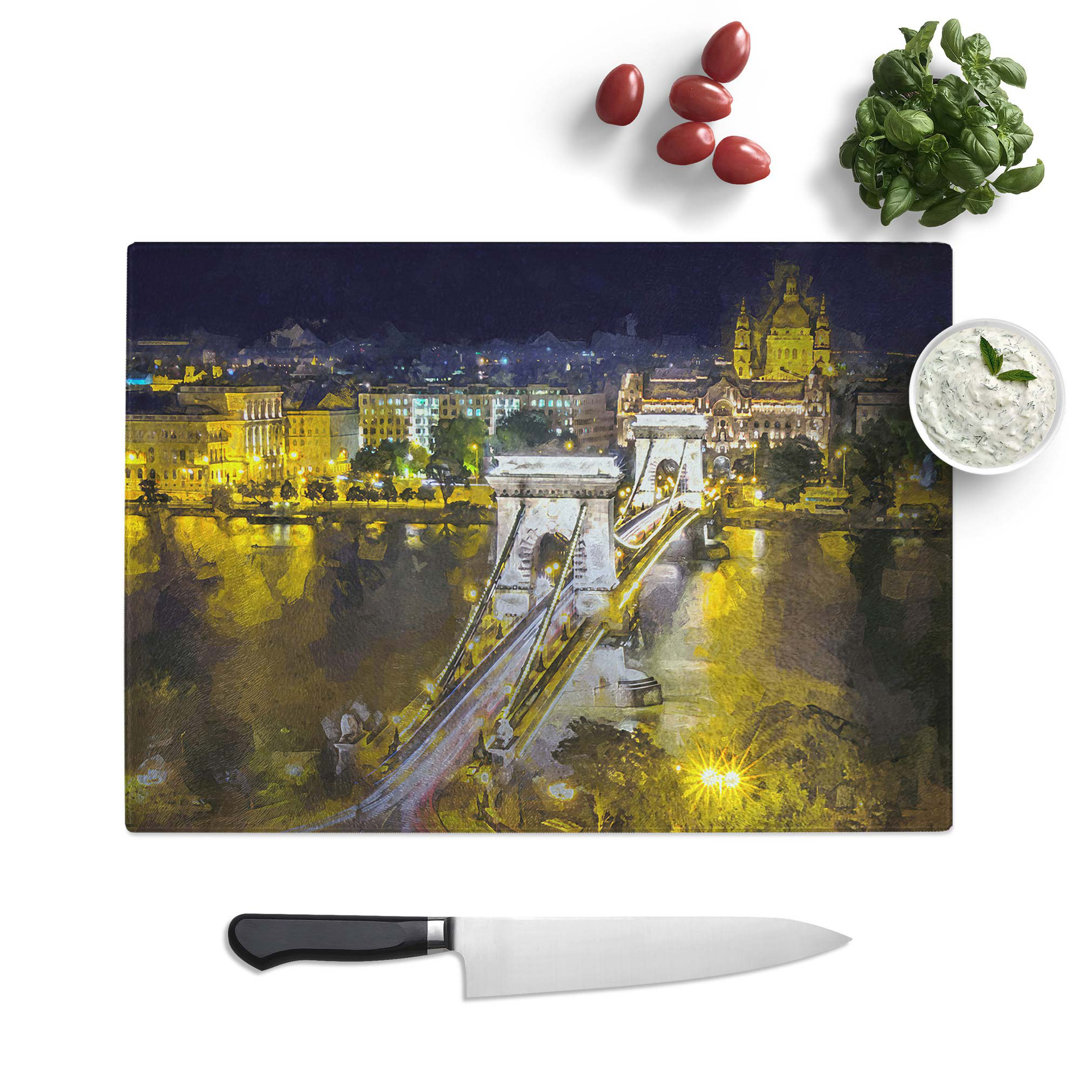 Tempered Glass Chain Bridge in Budapest Hungary Chopping Board