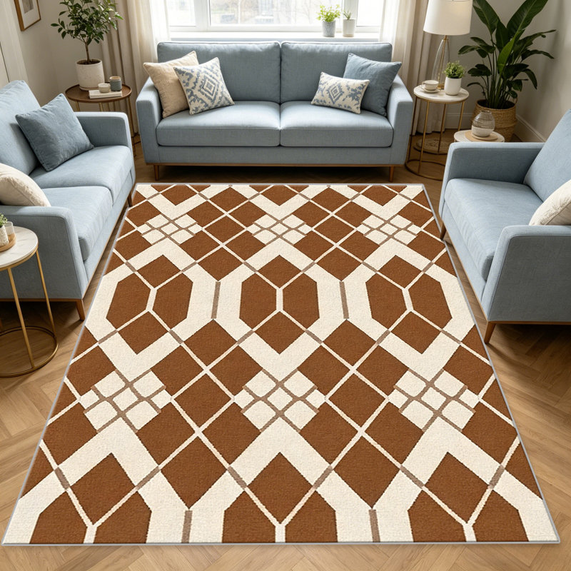Rust Lattice carpet-easy to clean, machine-washable, soft and comfortable; suitable for door mats, kitchens, living rooms, bedrooms, corridors, and laundry areas. Easy to clean, durable carpet for home decoration.
