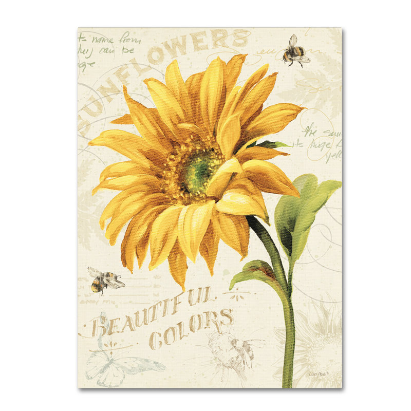 Sunflower and Bees Yellow Floral Framed Canvas Art