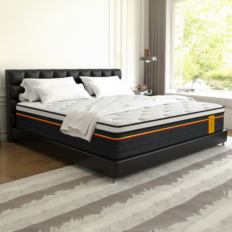 King Mattress 12 Inch Hybrid Mattress In-A-Box With Pocketed Coils & Cooling Gel Foam,Easy Setup,Pressure Relief & Motion Isolation, Certipur-US Certified