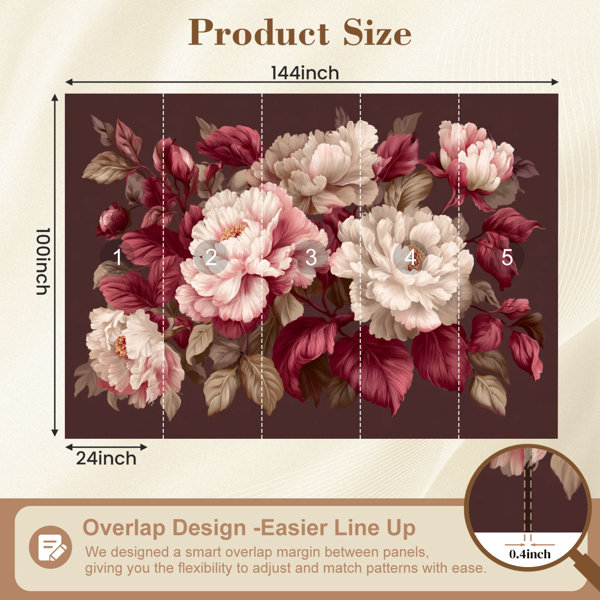 Red Barrel Studio Floral Peel and Stick Wallpaper Luxurious Blooming ...