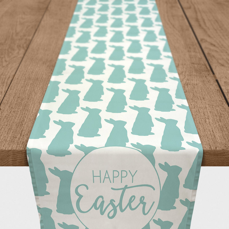 Sauve Geometric Easter Table Runner, 90" L x 16" W, Blue